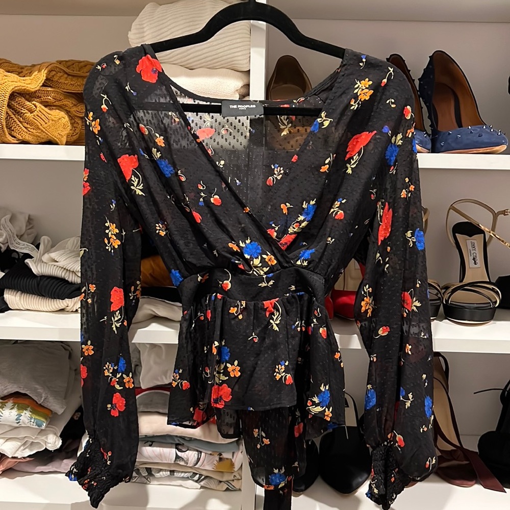 Sheer Floral Print Blouse - Size 2 | The Kooples